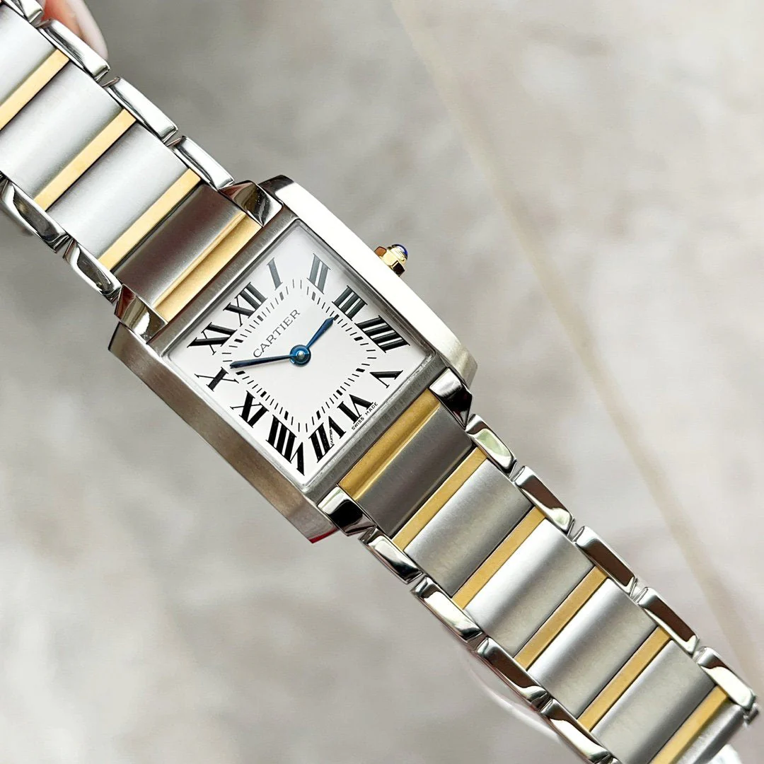 Cartier Watch TANK FRANCAISE 25 GOLD STEEL WHITE DIAL