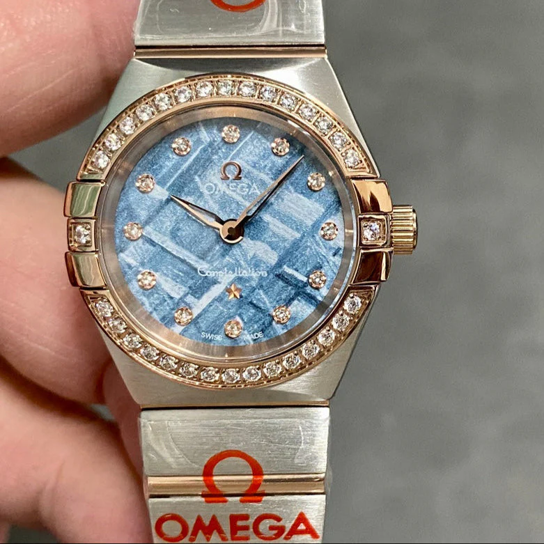 Omega Watch Constellation 27mm Pink Gold Blue Dial