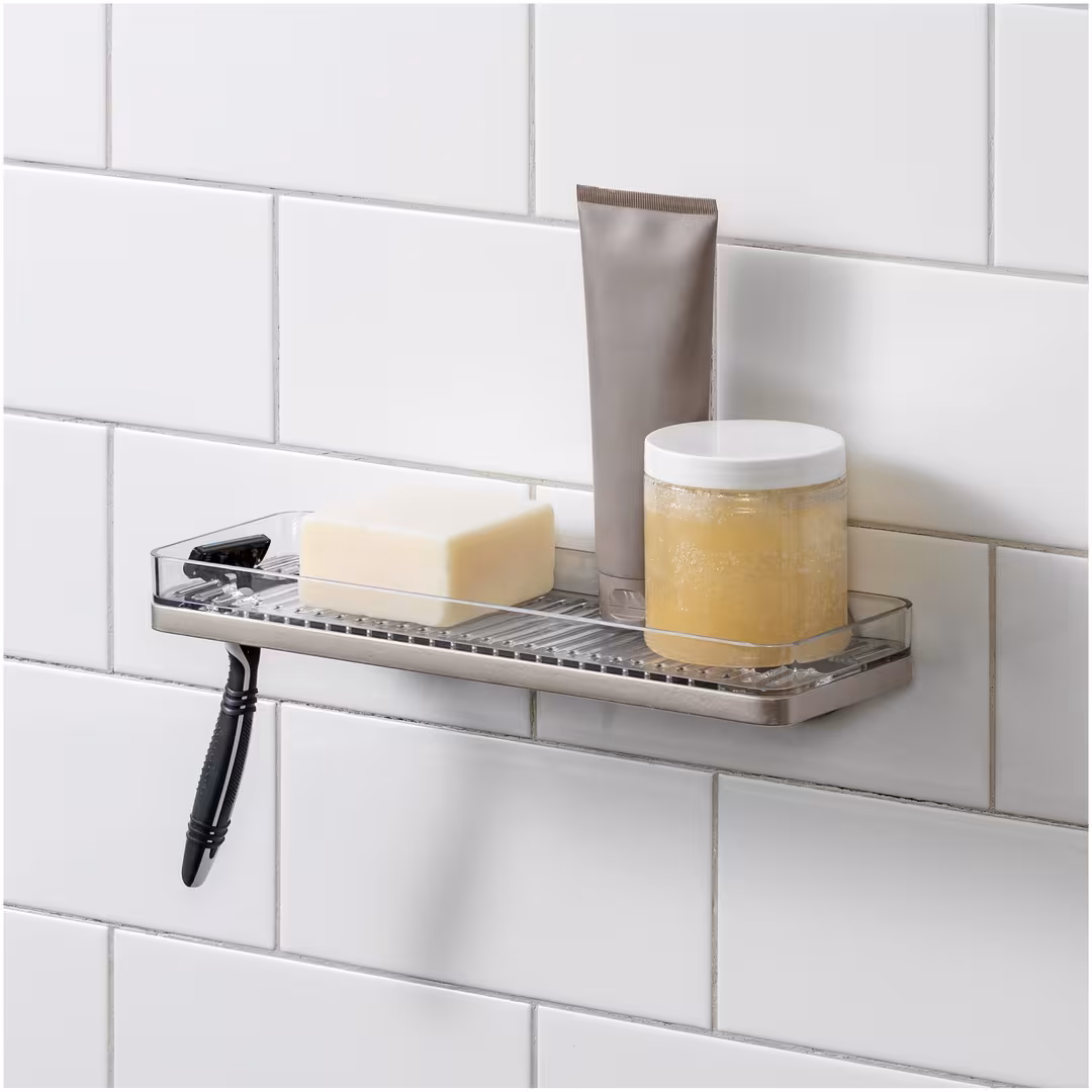 iDesign  Self-Adhesive Shower Shelf with Razor Holder