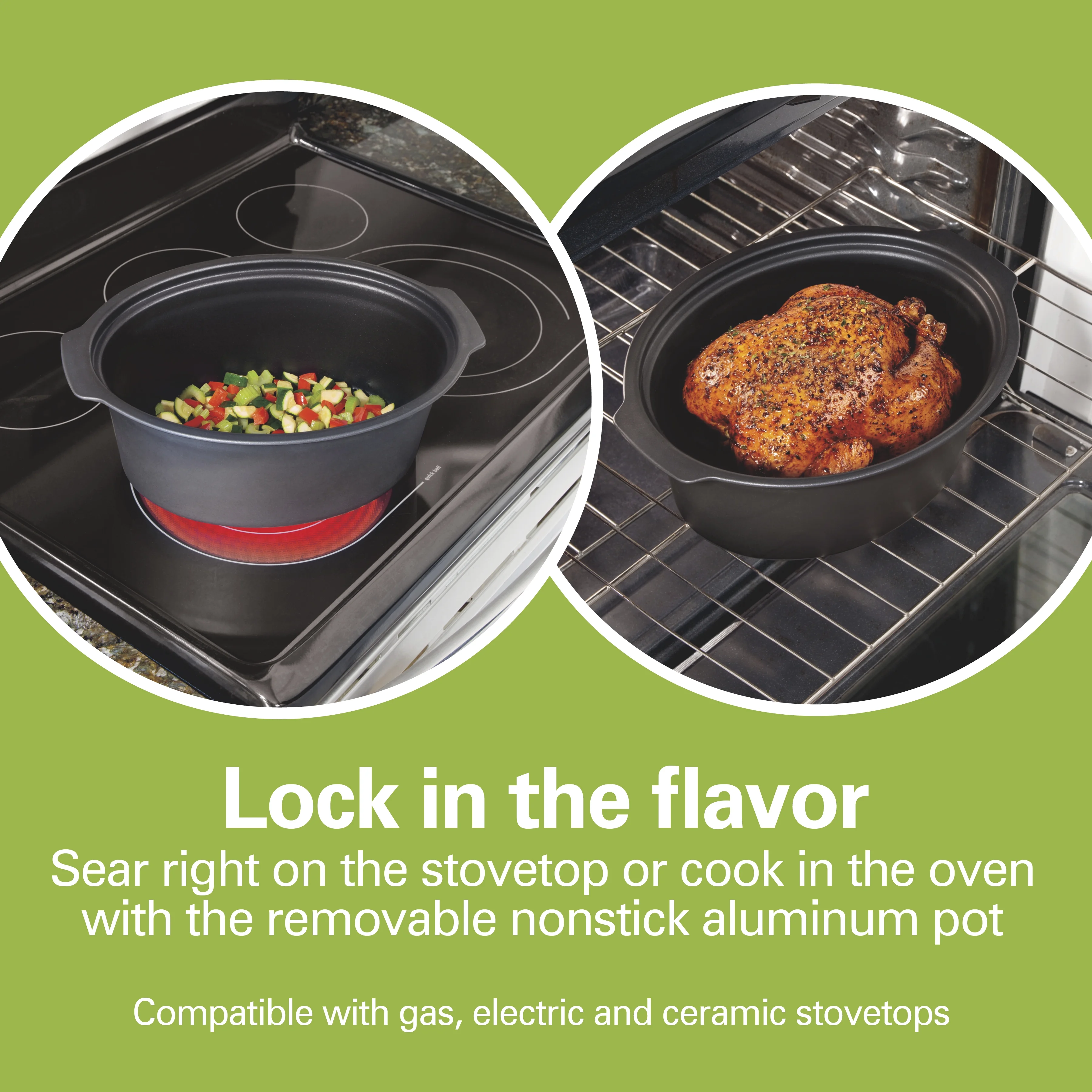 Hamilton Beach 6 Qt Programmable Slow Cooker, Stovetop Safe Nonstick Aluminum Crock with Removable Pot, Stainless Steel