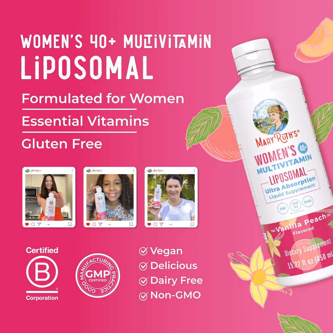MaryRuth's  Women's 40+ Multivitamin Liposomal Vanilla Peach