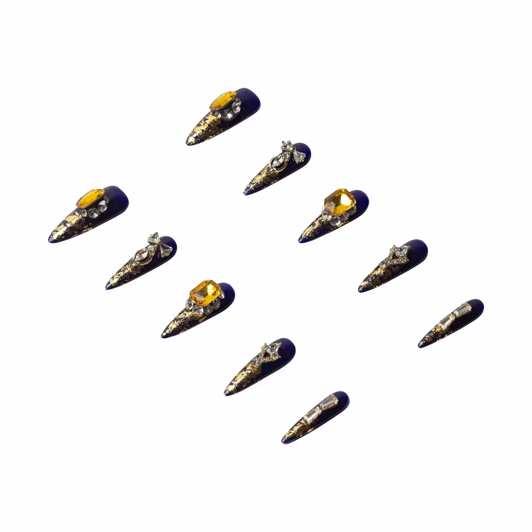 3H Nails  Empire Gold - Long Stiletto Press-On Nails