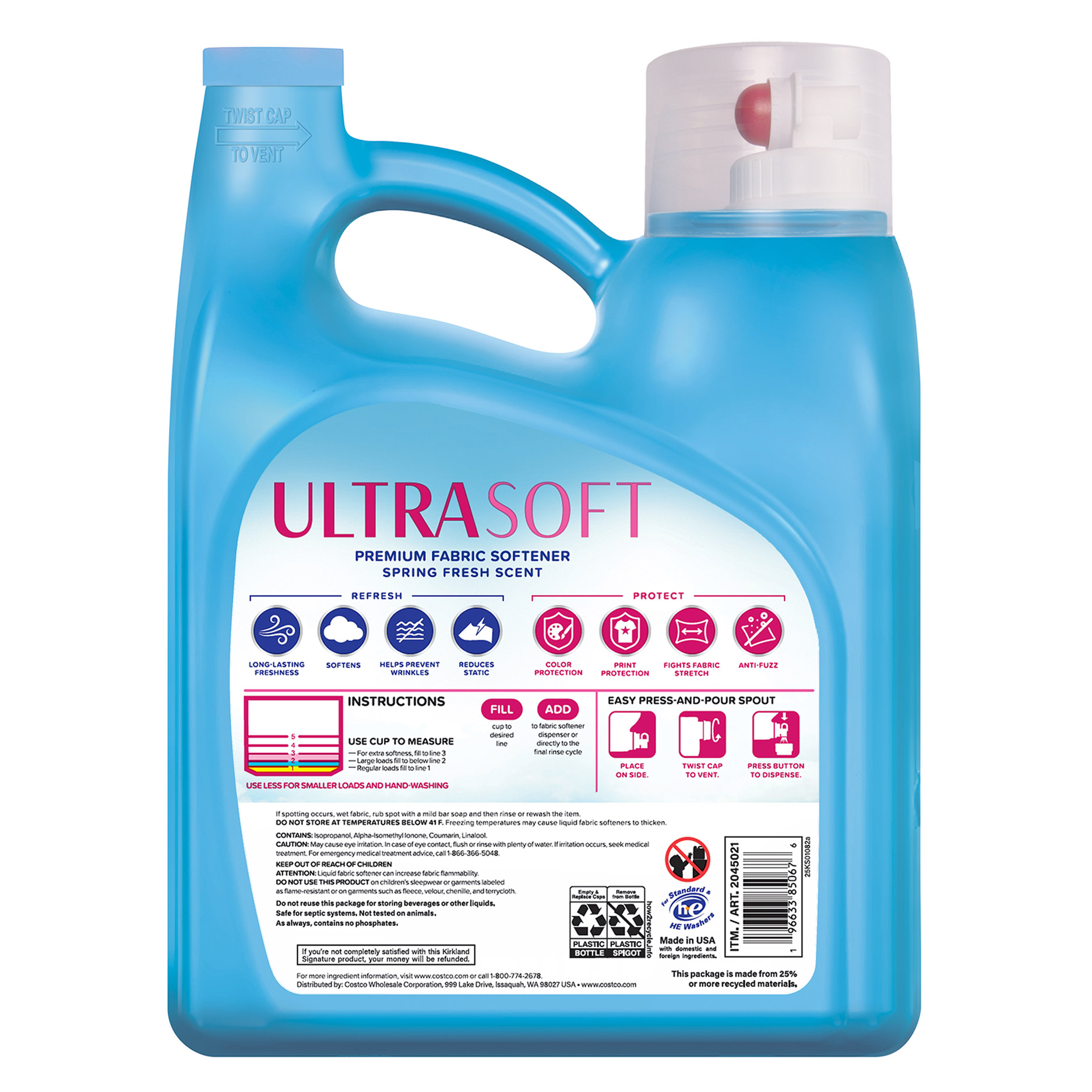 Kirkland Signature Ultra Soft Fabric Softener, 257 Loads, 150 fl oz