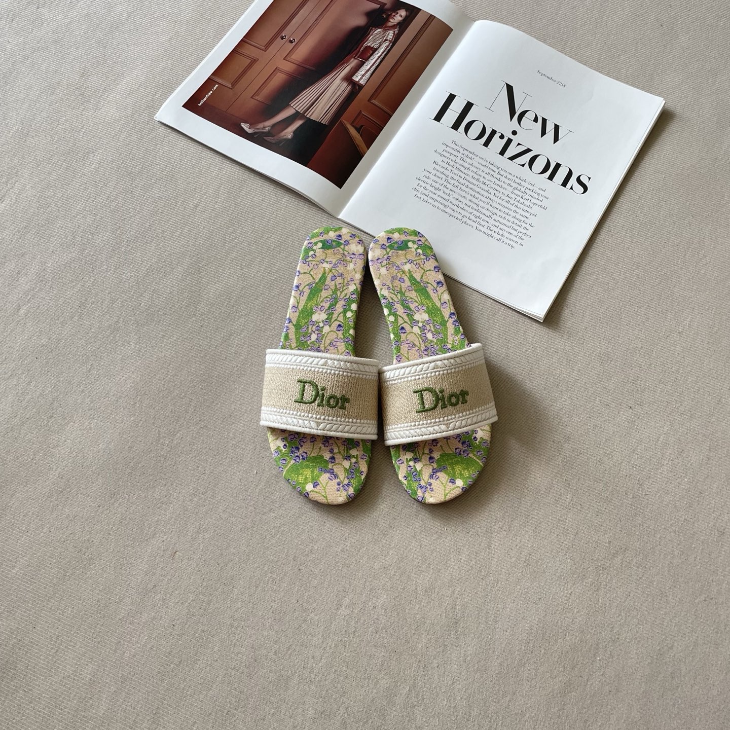 Dior Dway Floral-Print Slide Sandals