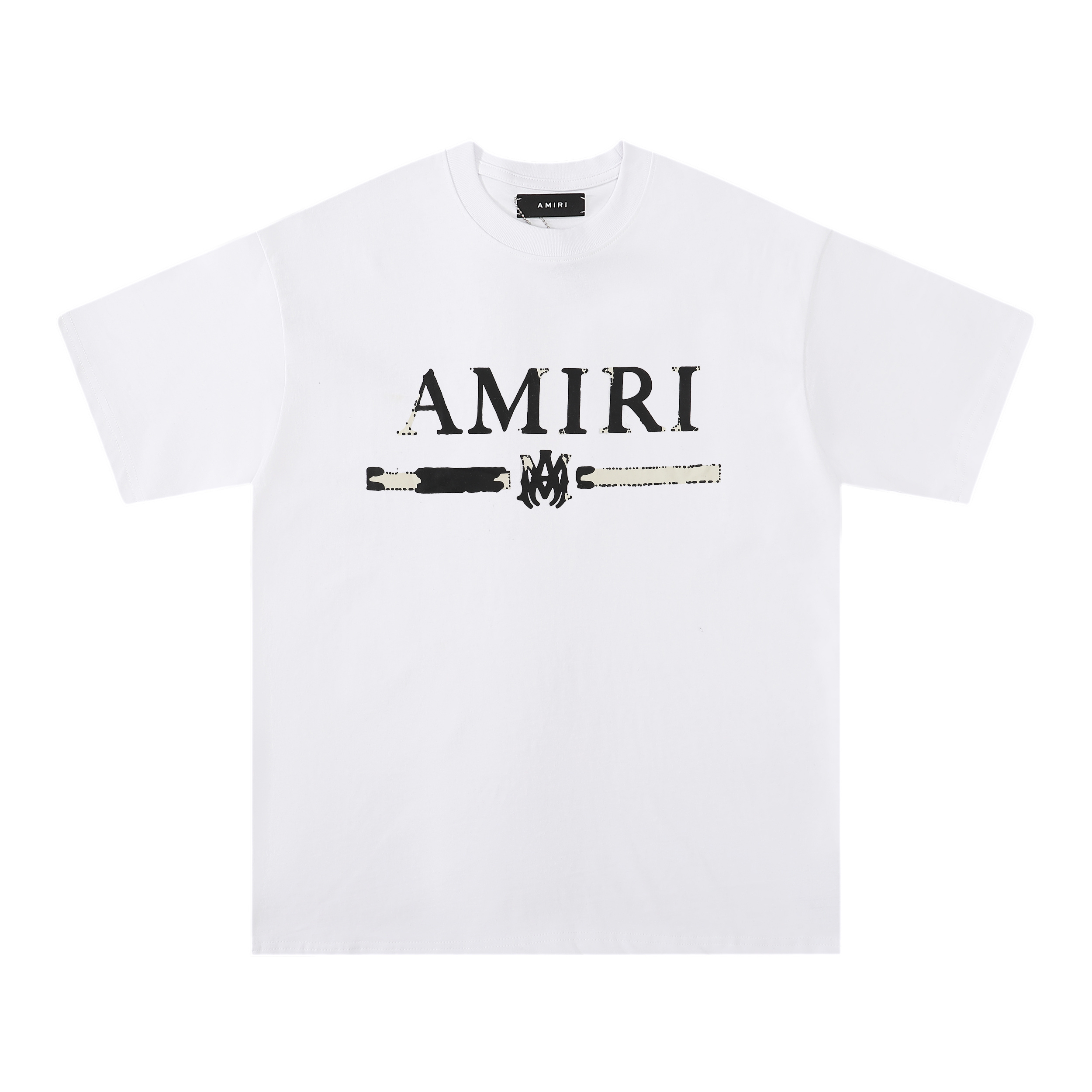 Short-sleeved shirt with white distressed logo letter printing