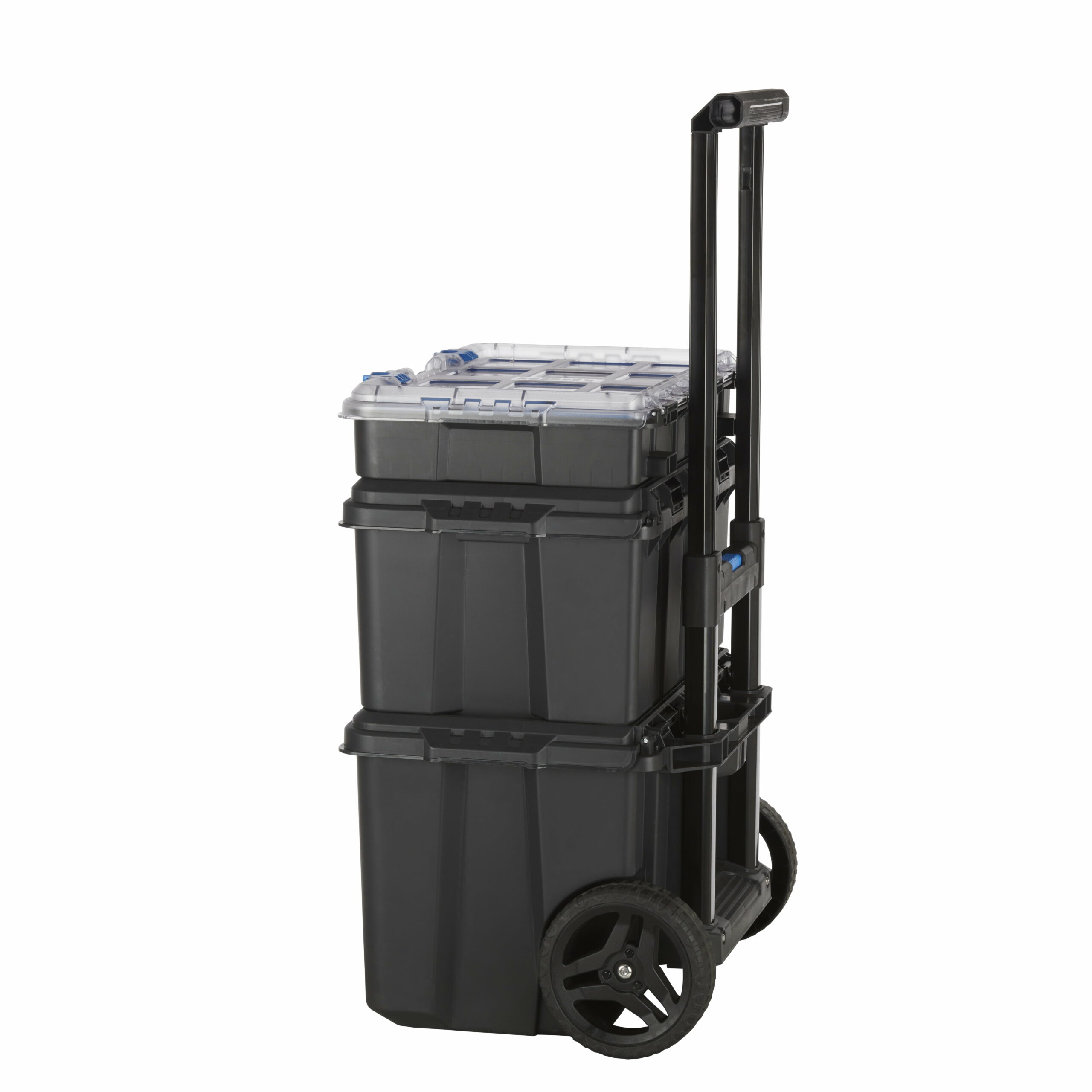 HART Stack System Mobile Tool Box, Modular Storage with Wheels, Telescopic Handle, Black & Blue