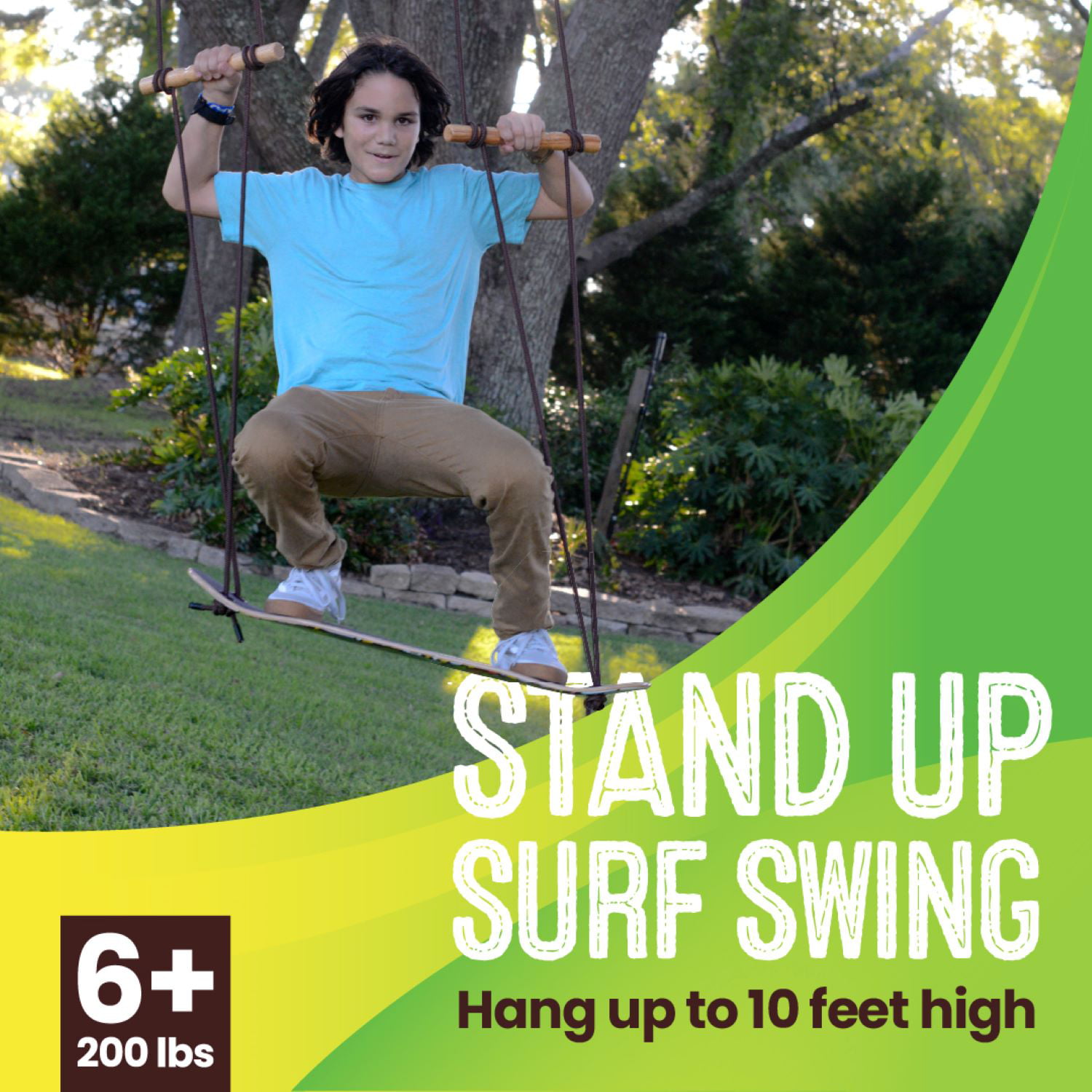 Swurfer Treeskate Undawadda Stand Up Skating Swing. Wooden Outdoor Swing for Kids and Adults