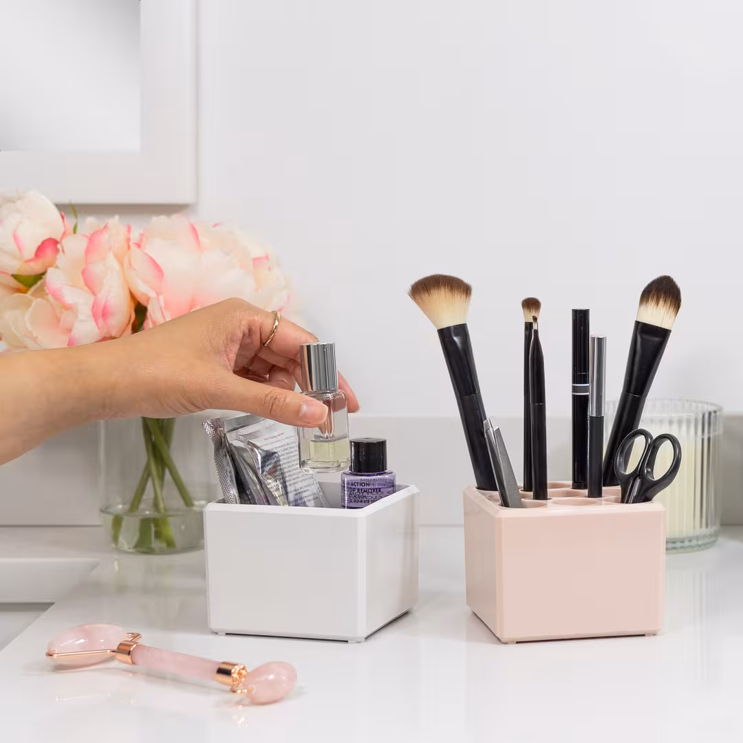 Zadro  Stackable Makeup Organizer Set - Tray & Brush Organizer