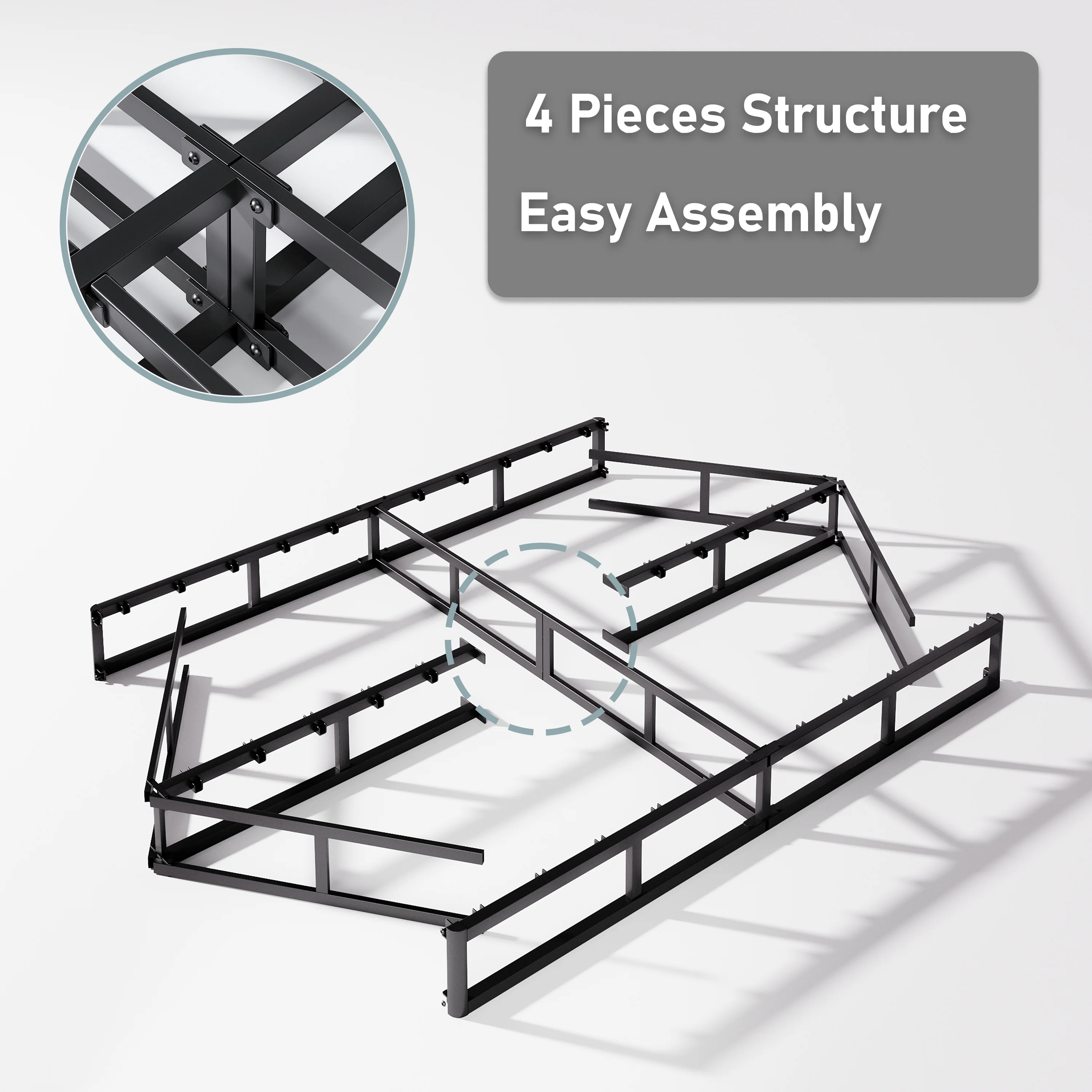 QFTIME 9" Metal Queen Box Spring, Mattress Foundation, Heavy-Duty, Easy Assembly