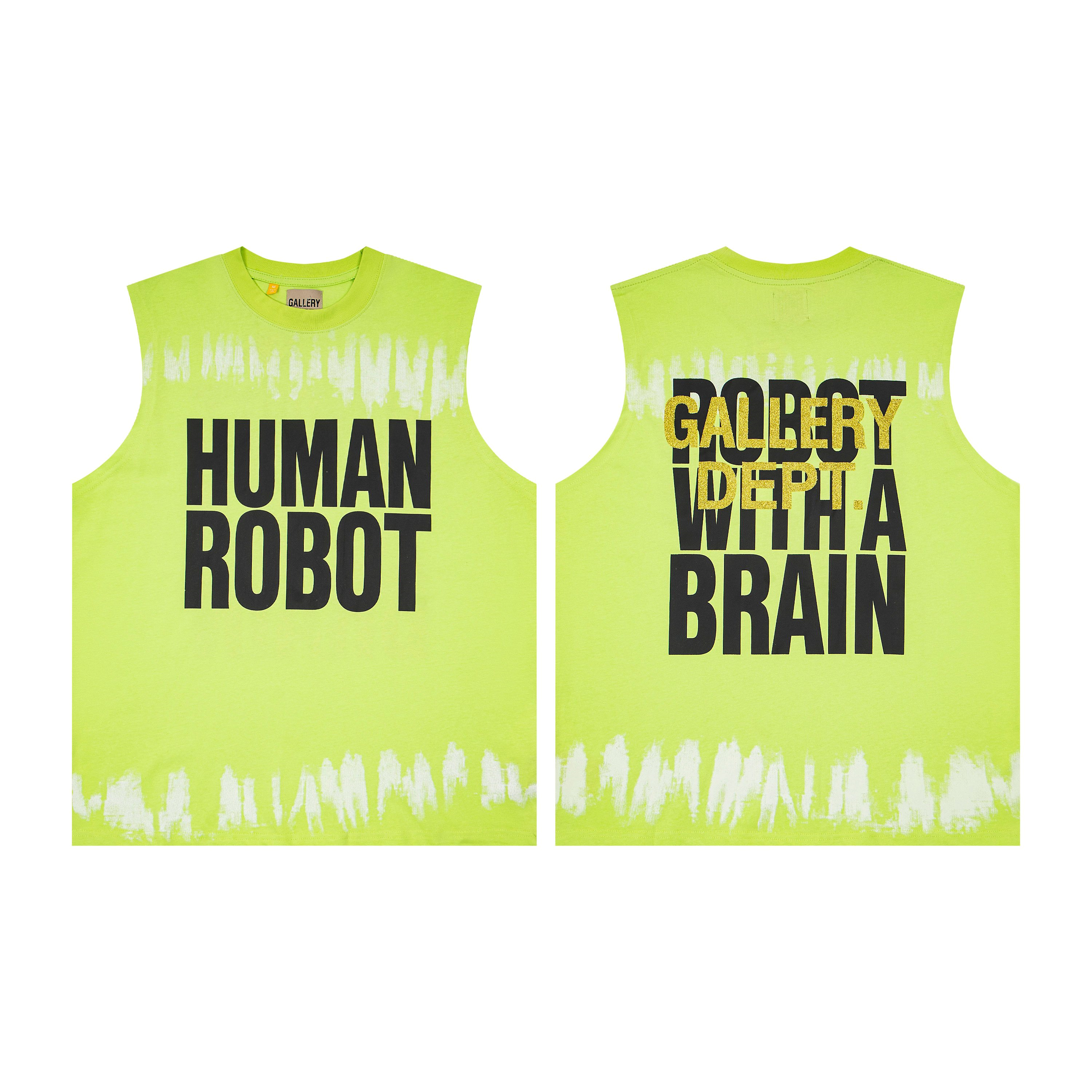 New high-quality green washed gradient vest with short sleeves