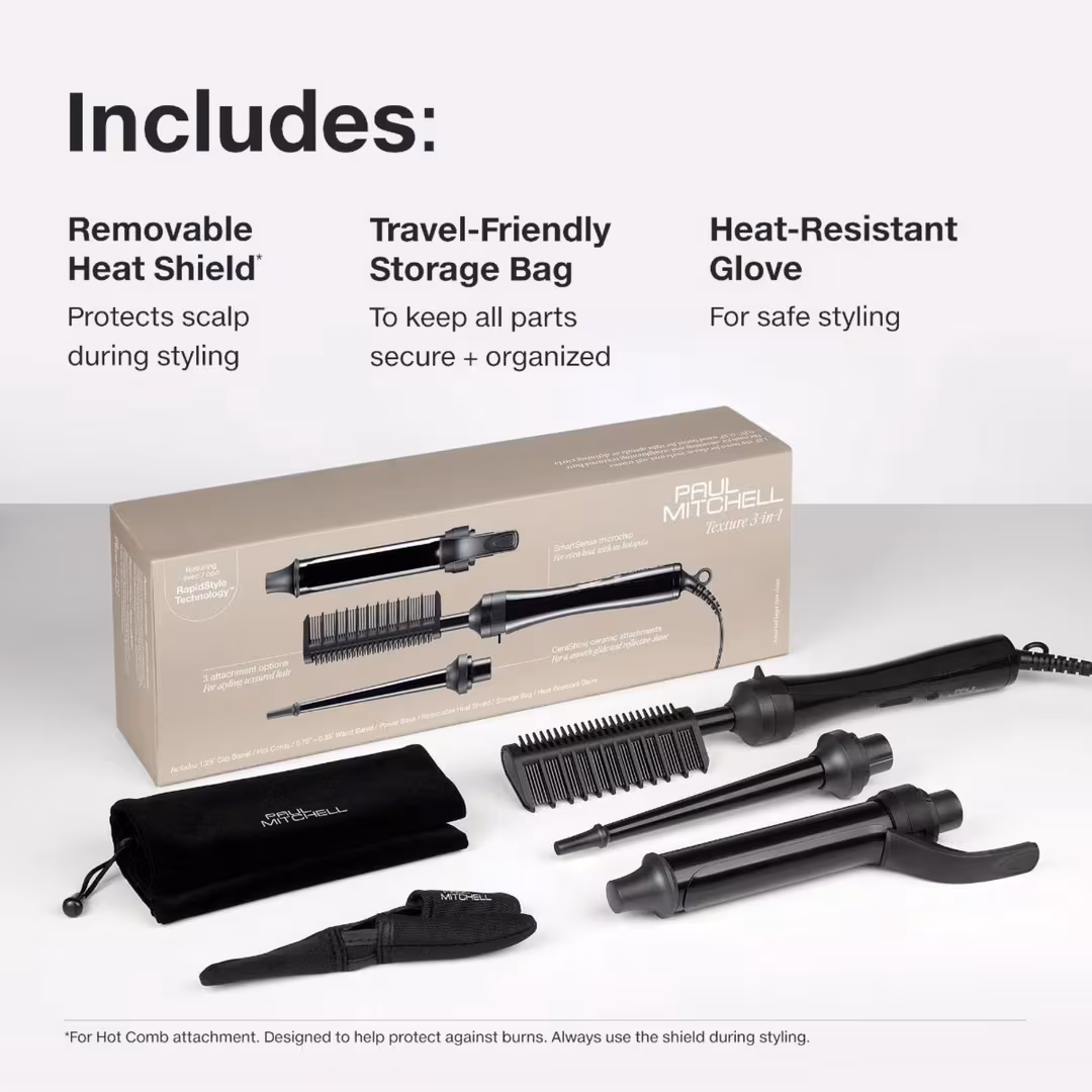 Paul Mitchell  Texture 3-in-1 Interchangeable Curling Iron & Hot Comb