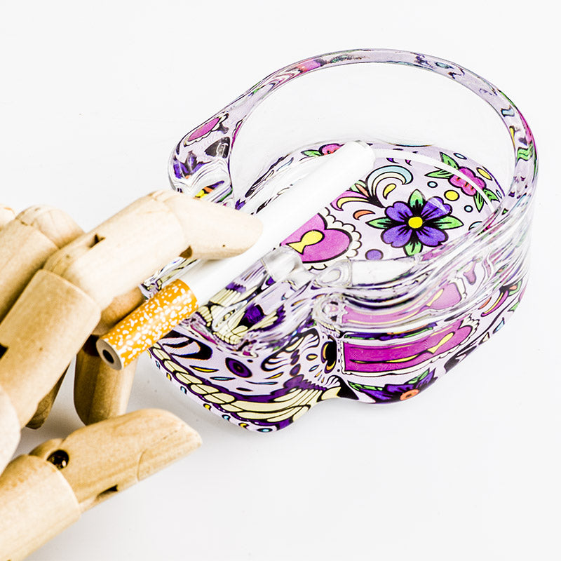 Skull Glass Cigarette Ashtray (Random Pattern)