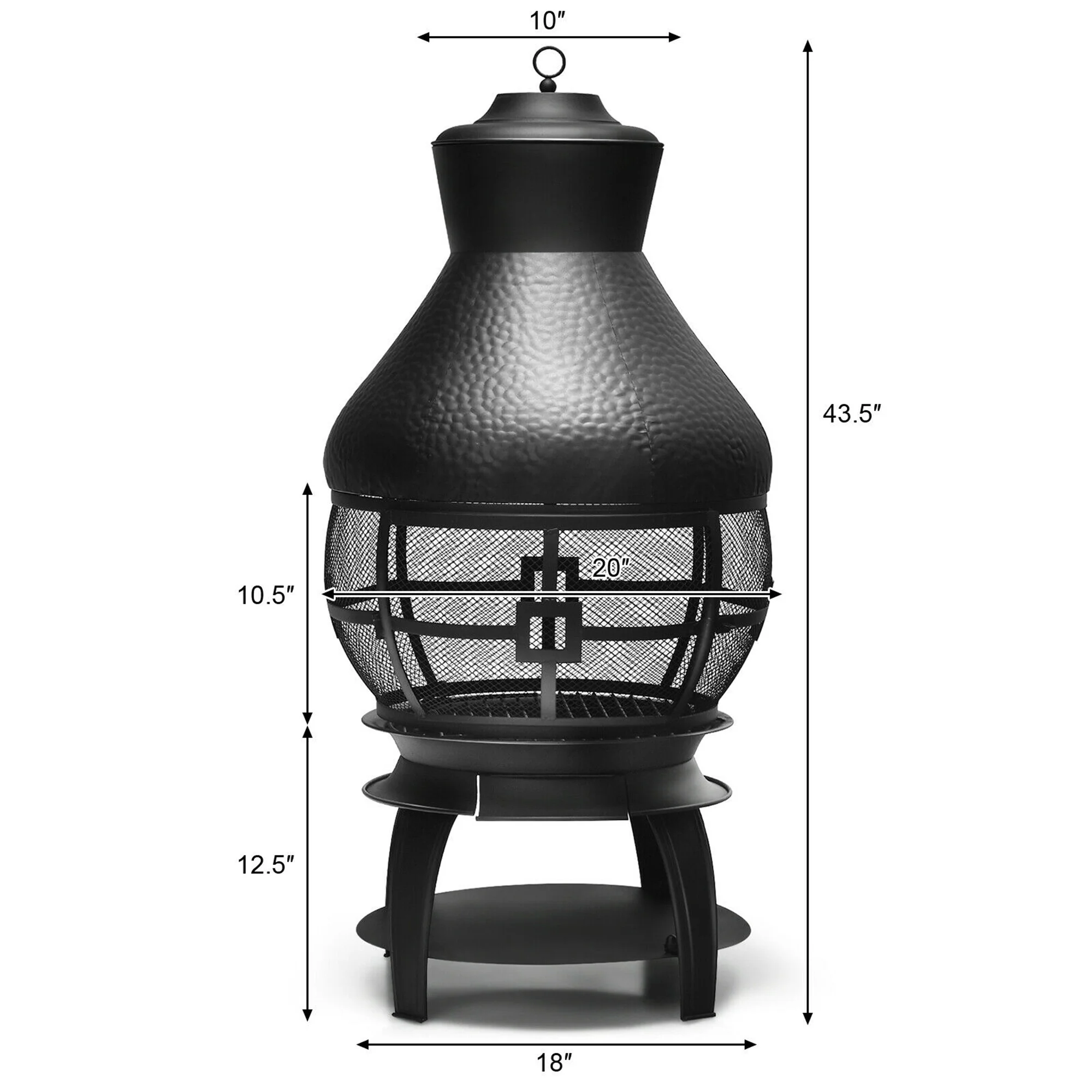Gymax Patio Fire Pit Chimenea Fireplace Wood Burning Heater Garden Backyard