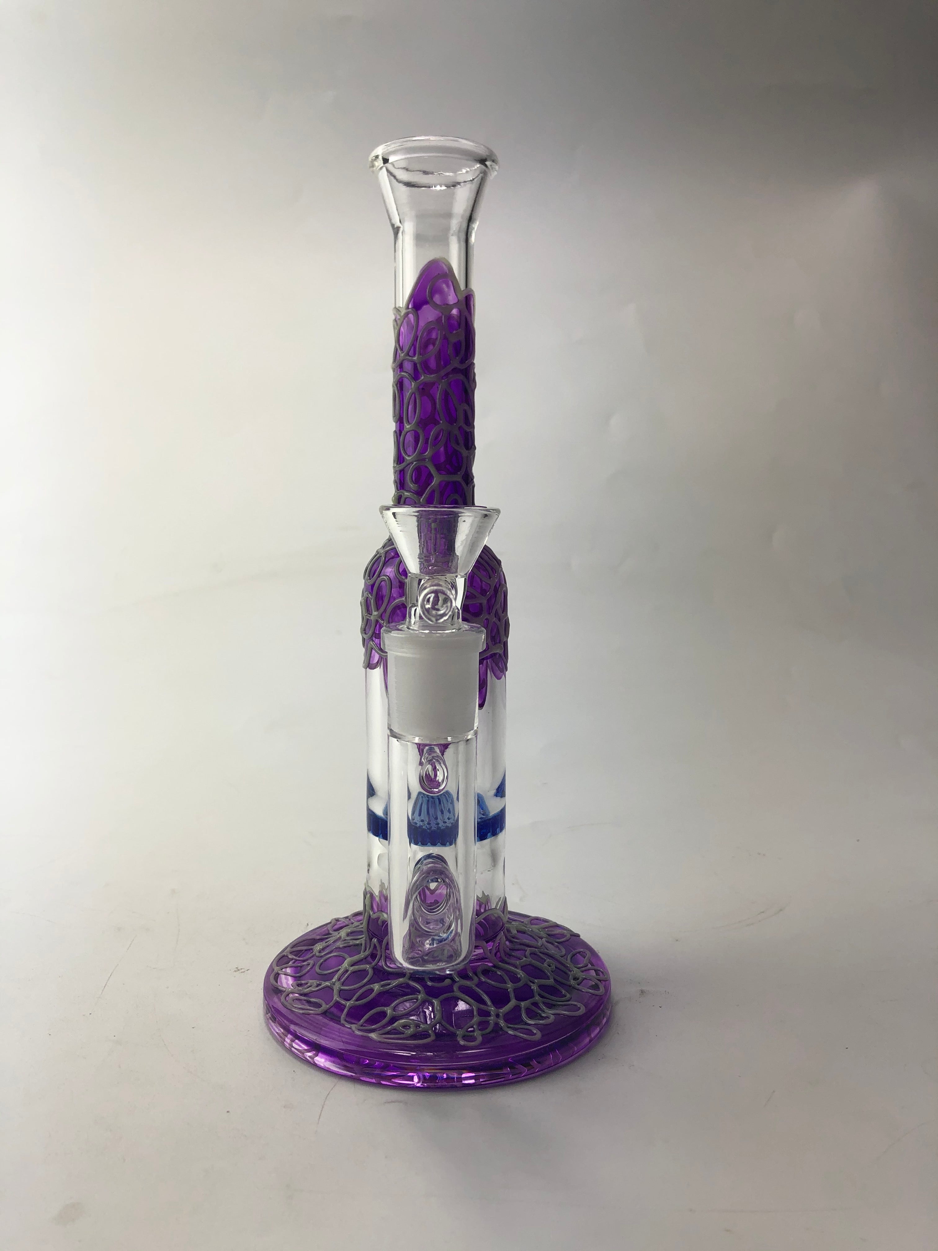 9 Straight Neck Glass Honeycomb Perc Bong