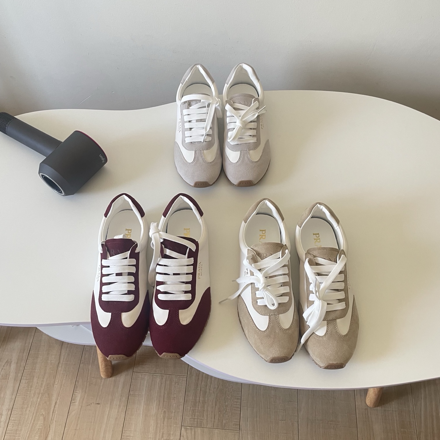 Prada Suede and Nylon Low-Top Sneakers