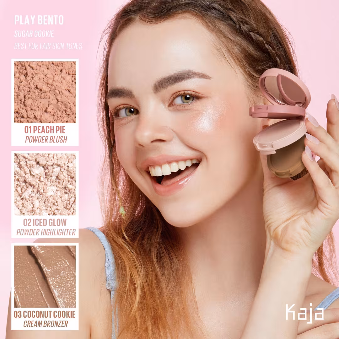 Kaja  Play Bento Cream Bronzer, Powder Blush & Highlighter Trio