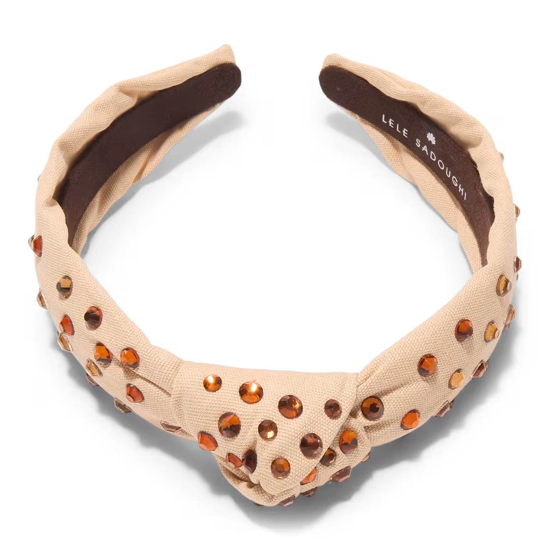 Lele Sadoughi  Gradient Crystal Caramel Slim Knotted Headband