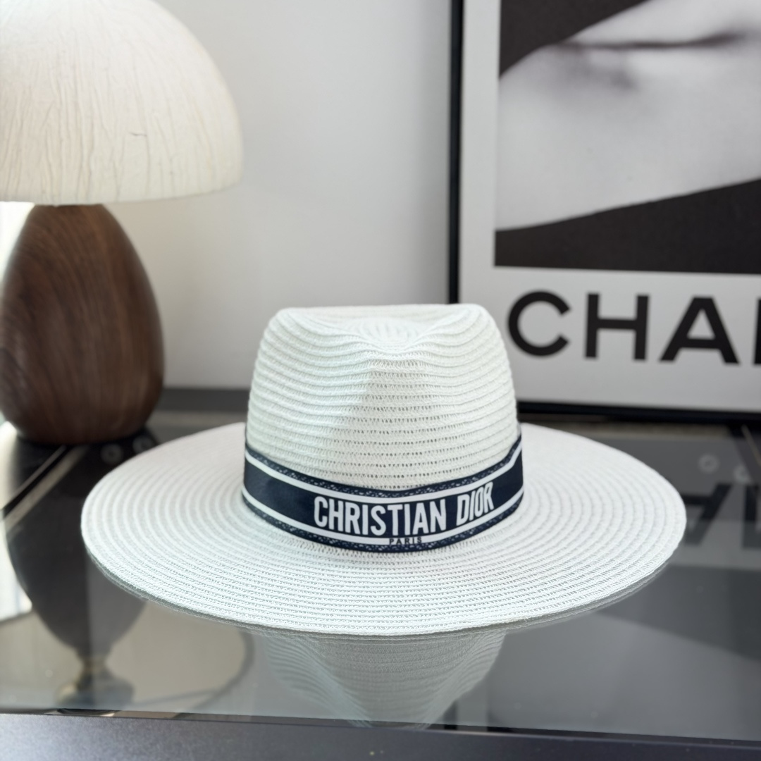Dior Flat-Brimmed Straw Hat