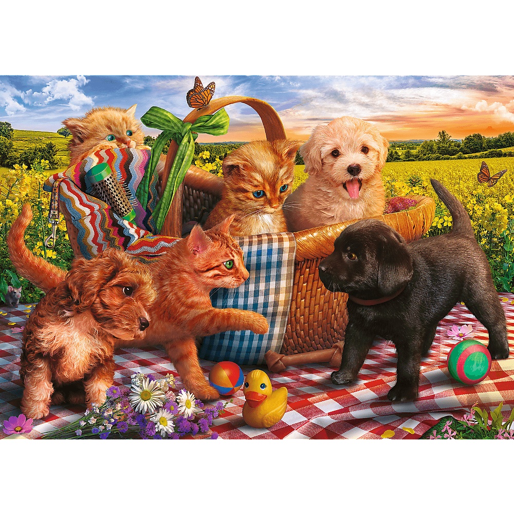 Puzzle 500 El. Koty I Psy W Koszyku