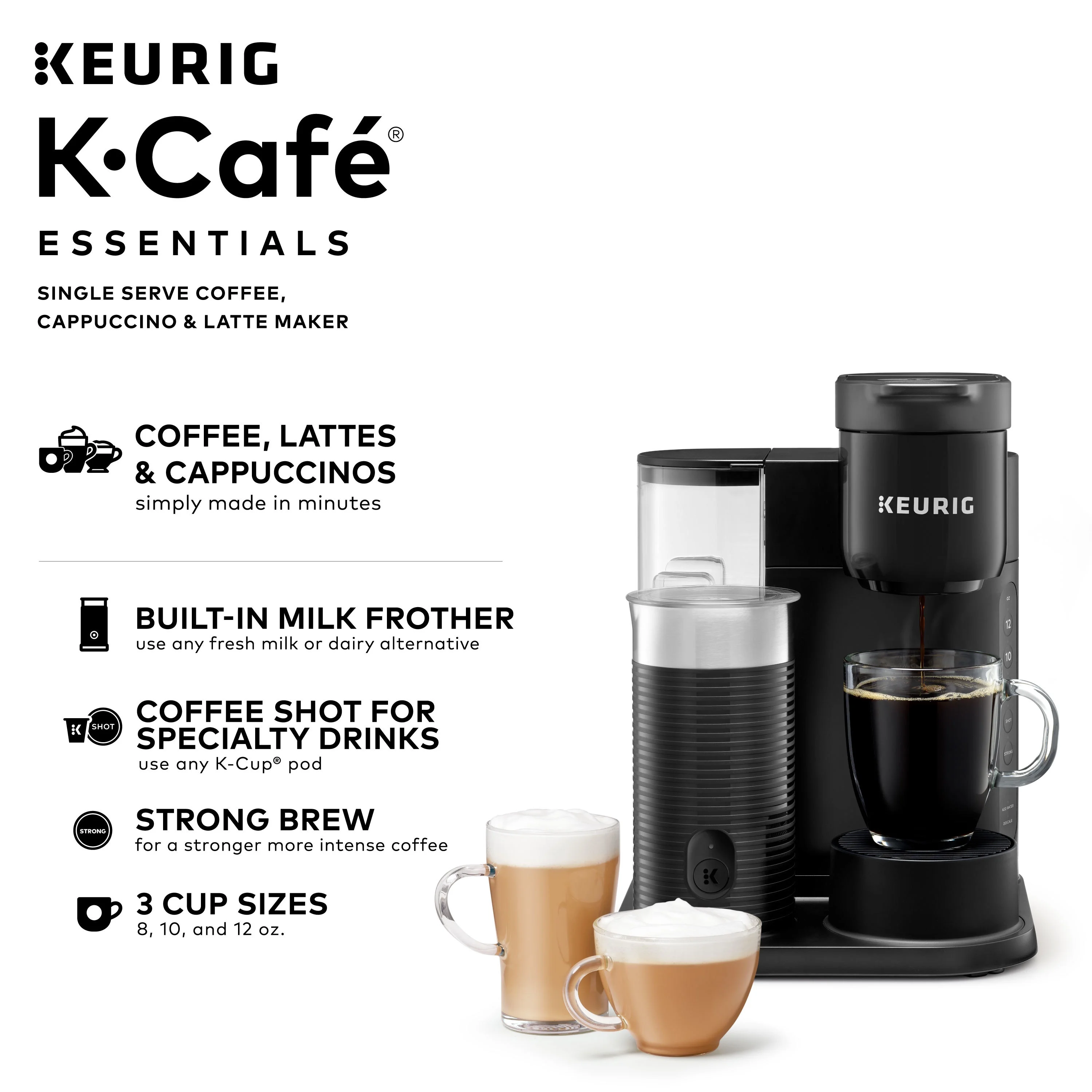 Keurig K-Caf Essentials Single Serve K-Cup Pod Coffee Maker, Black