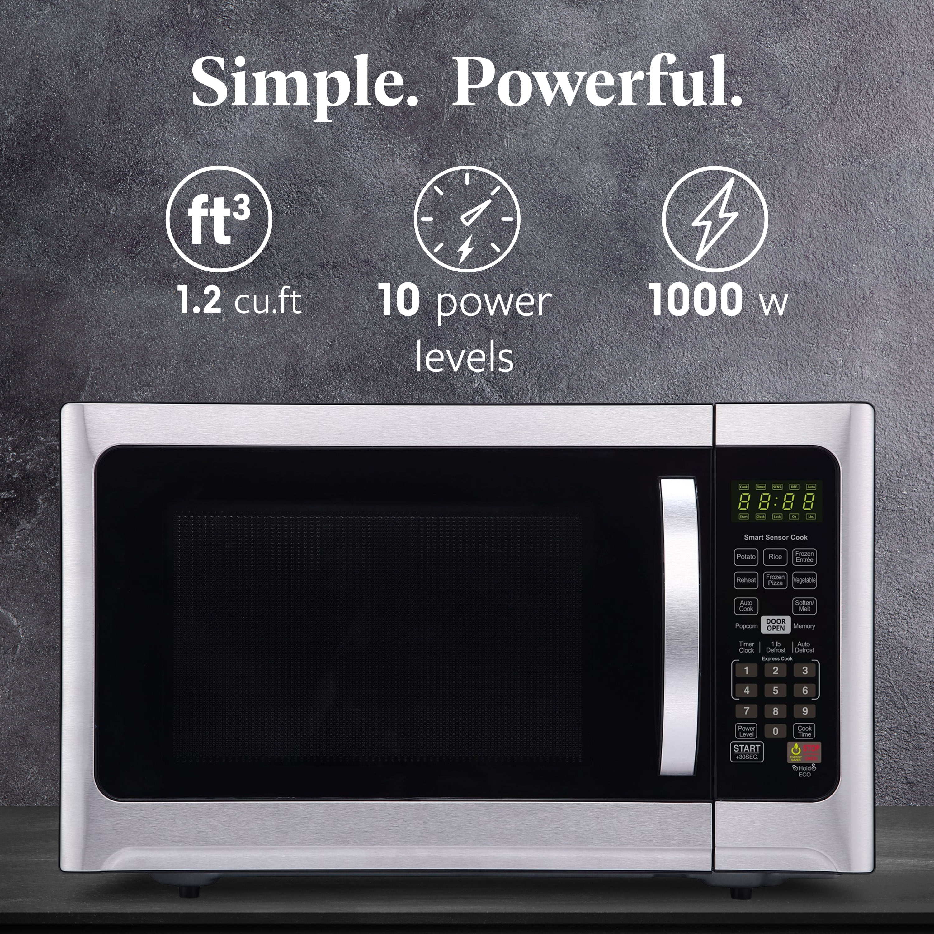 Farberware Professional 1.2 Cu. Ft. 1000-Watt Microwave Oven with Sensor Cooking, Stainless Steel/Black Body Wrap