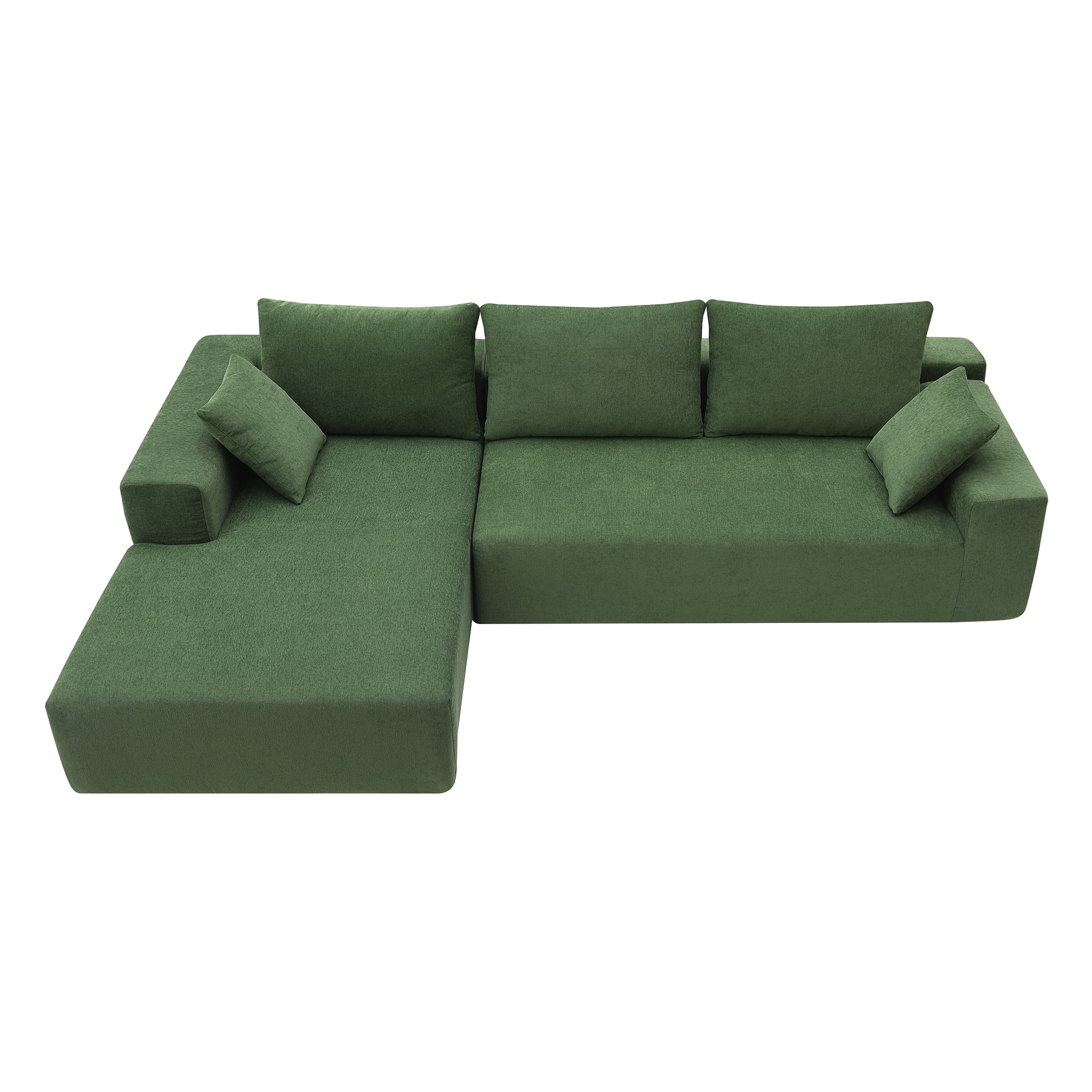 Euroco Modular L Shaped Sofa 109"x68" Upholstered Sleeper Sofa for Living Room, 2 PC Free Combination, Green