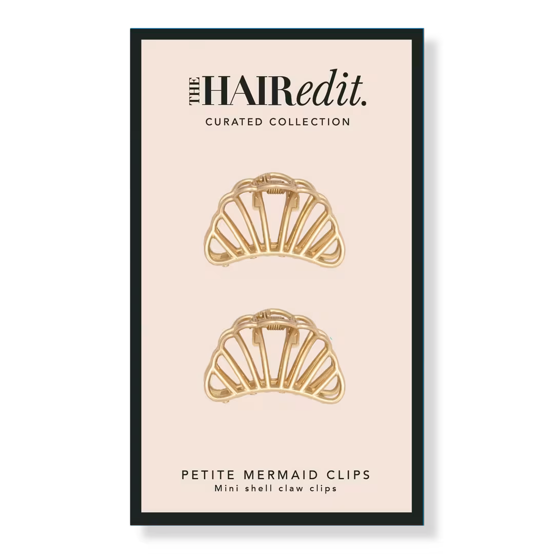 The Hair Edit  Petite Gilded Mermaid Shell Mini Claw Clips