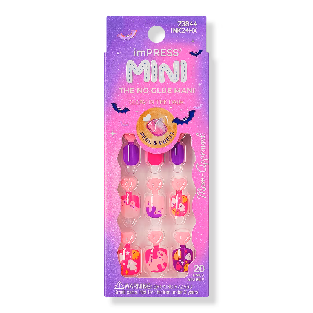 Kiss  Impress Mini Short Squoval Press On Nails for Kids, Spookz