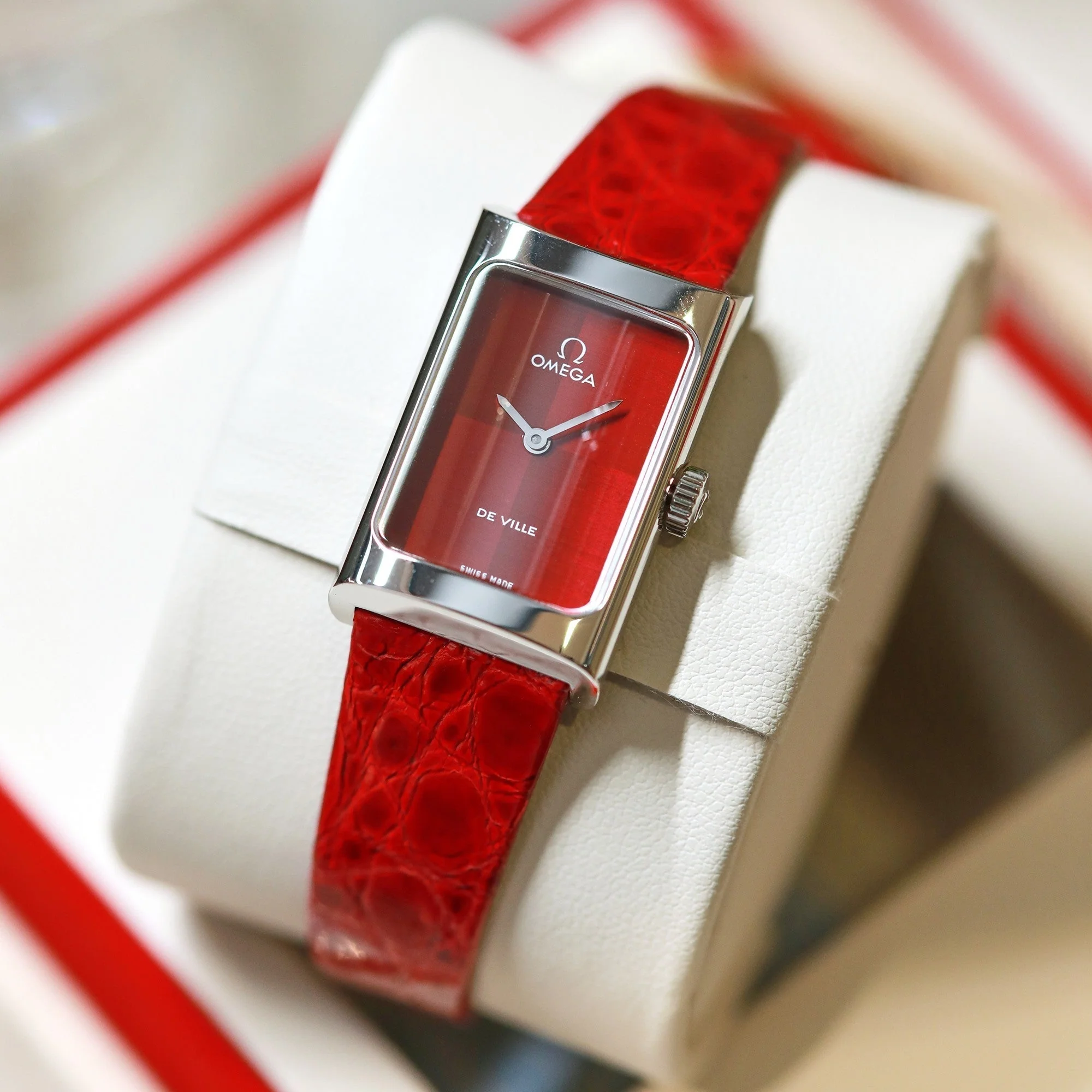 Omega Watch De Ville 26.12mm Silver Red Dial