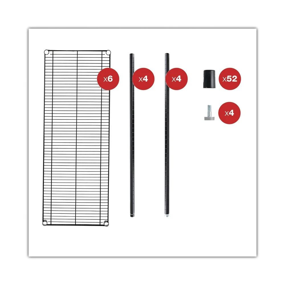 Alera Commercial Wire Shelving Six-Shelf 48w X 18d X 72h Black (ALESW664818BL)
