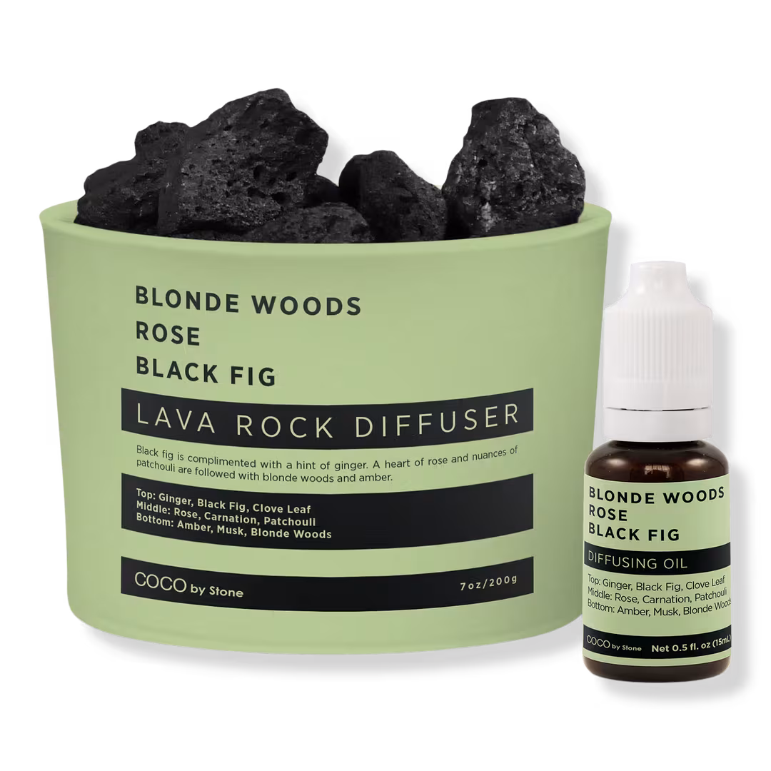 COCO by Stone  Blonde Woods Rose Lava Rock Diffuser with Oil Starter Pack