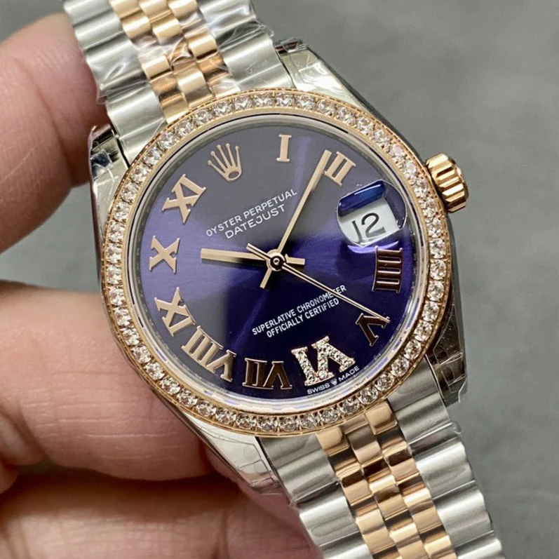 Rolex Watch DATEJUST 31MM PINK GOLD STEEL AUBERGINE DIAL