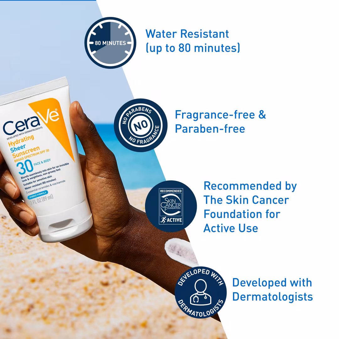 CeraVe  Hydrating Sheer Sunscreen SPF 30 Face & Body Lotion
