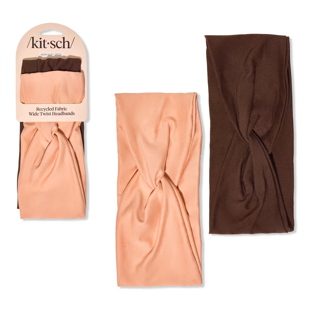 Kitsch  Recycled Fabric Wide Twist Headbands 2pc Set