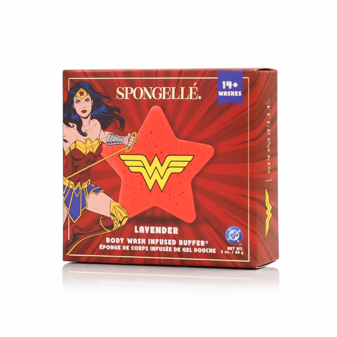 SPONGELLE  DC Wonder Woman™ Lavender Body Buffer | Body Wash Infused Buffer