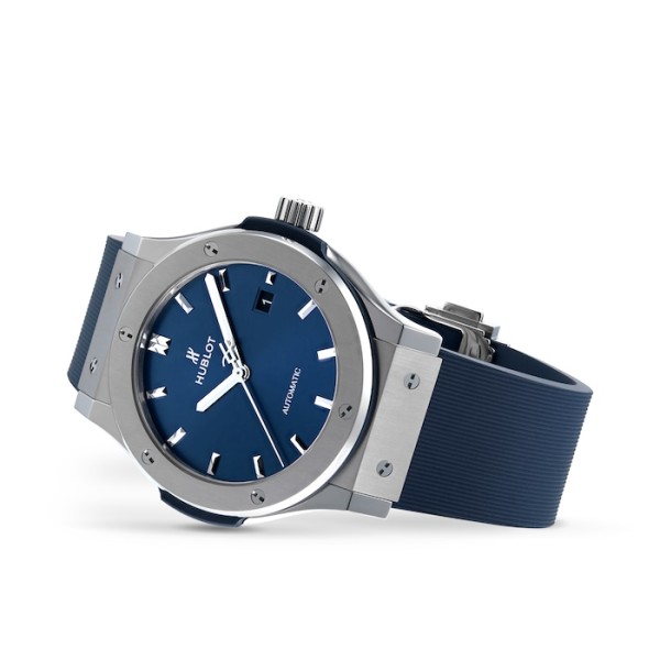 Replica Hublot Classic Fusion Men Automatic Blue Rubber Watch 542.NX.7170.RX