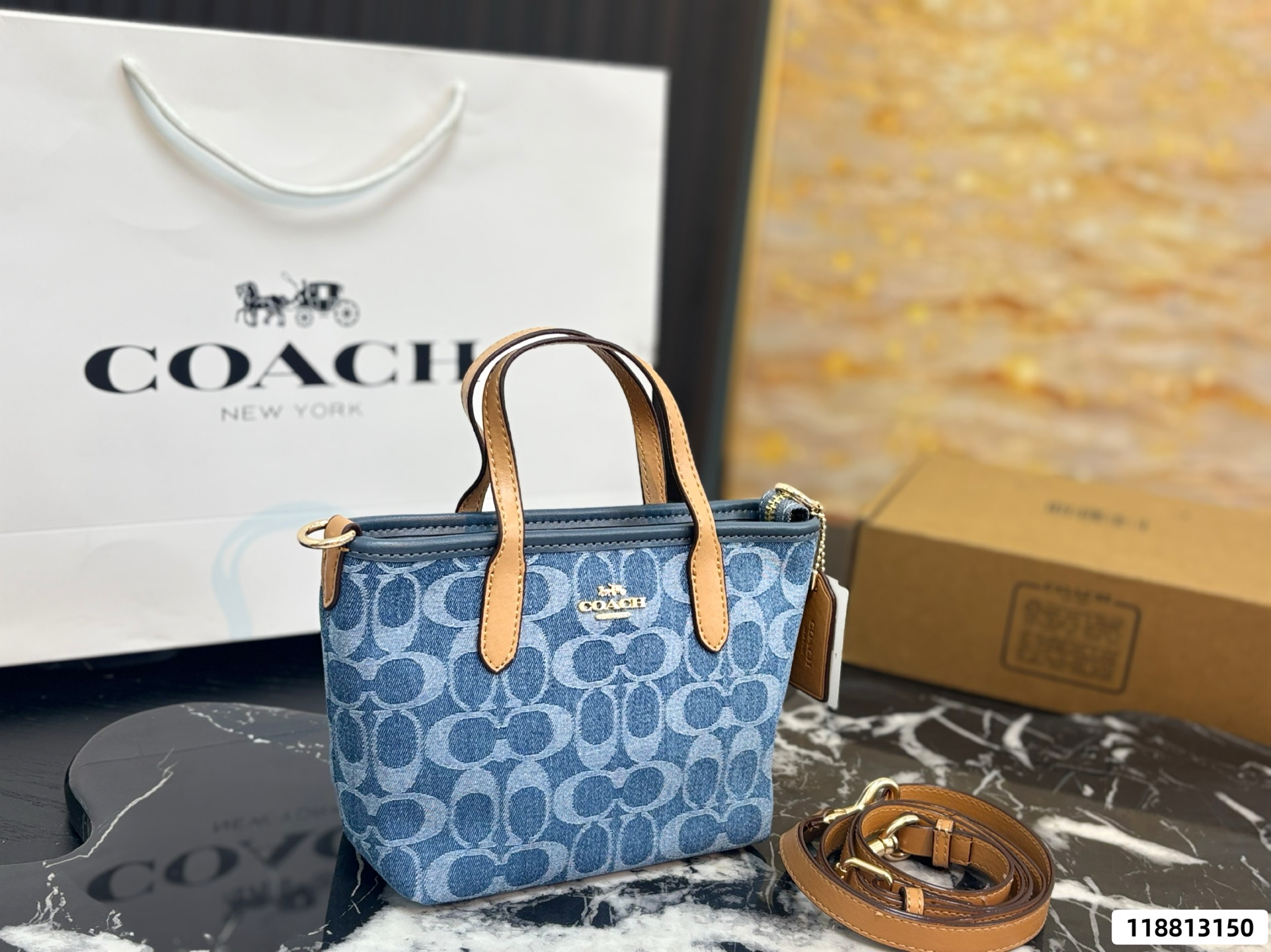 Coach Laurel 19 Denim Tote Bag