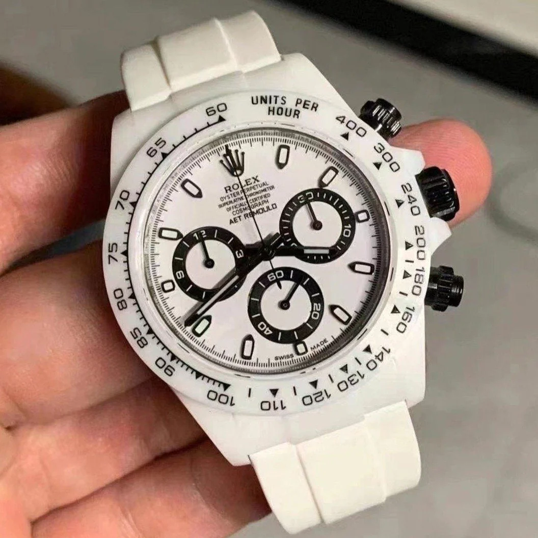 Rolex Watch DAYTONA CUSTOM AET 40MM CUSTOM WHITE CERAMIC BLACK WHITE DIAL Watch