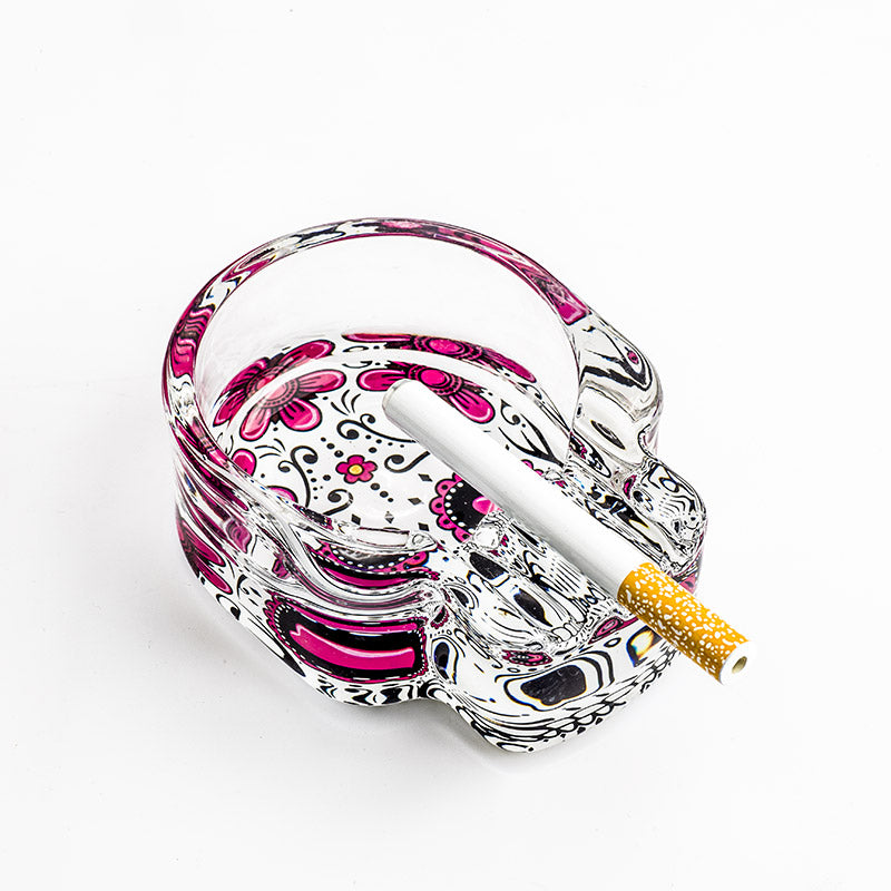 Skull Glass Cigarette Ashtray (Random Pattern)