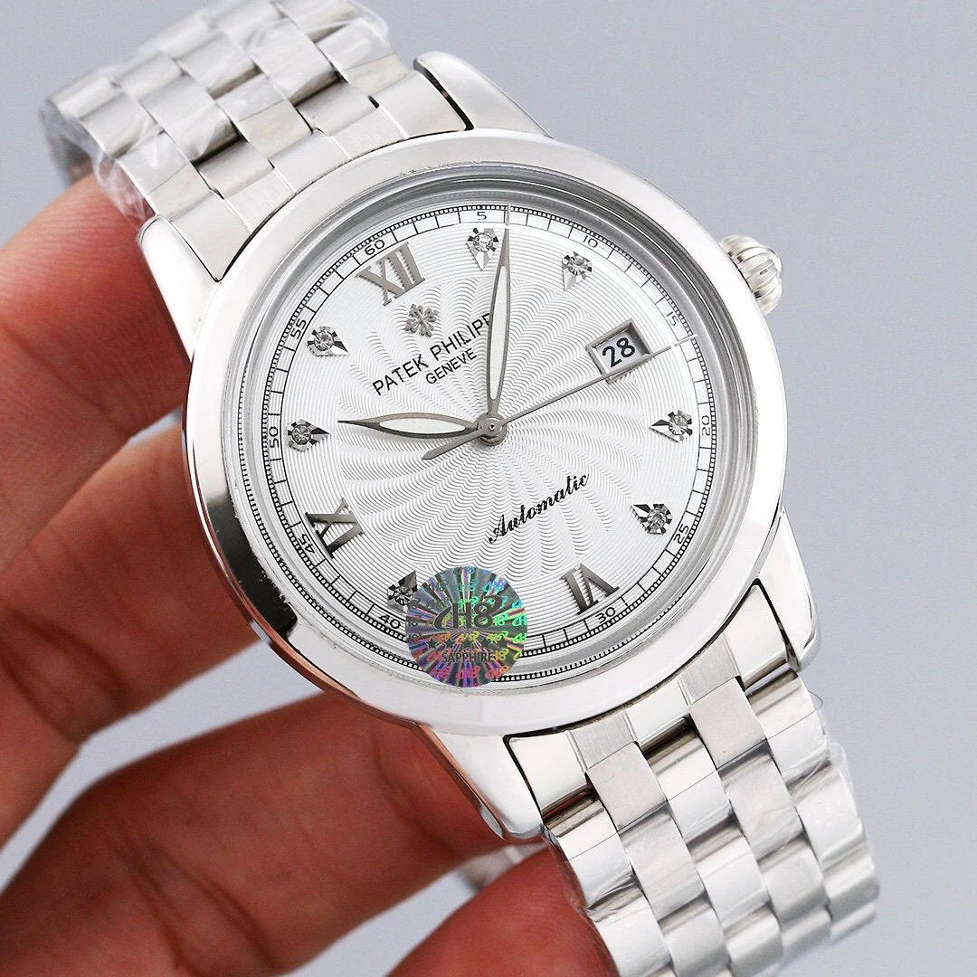 Patek Watch CALATRAVA 40MM WHITE DIAL DIAMOND BEZEL