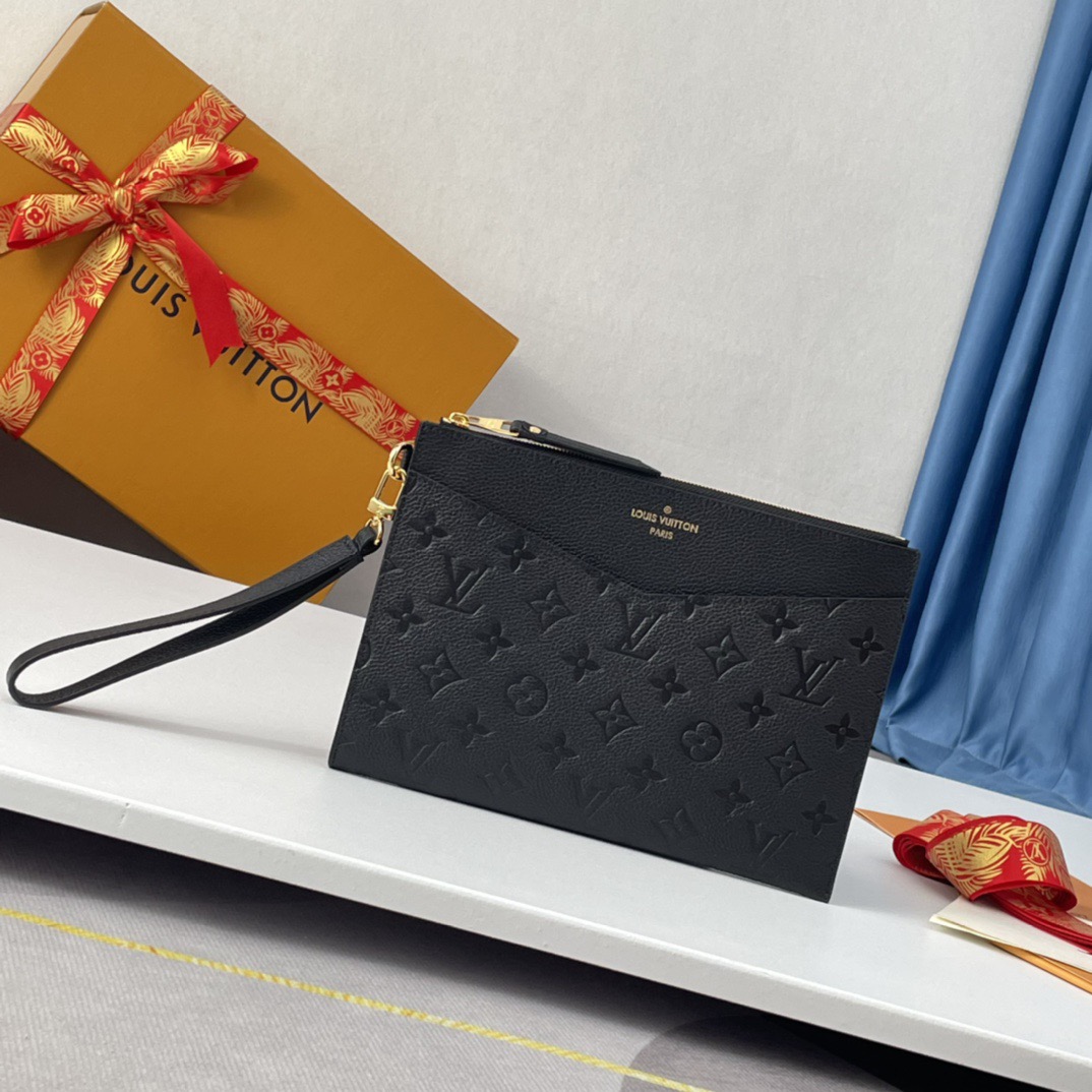 LV Daily Pouch Monogram Empreinte Pochette Mélanie MM Black
