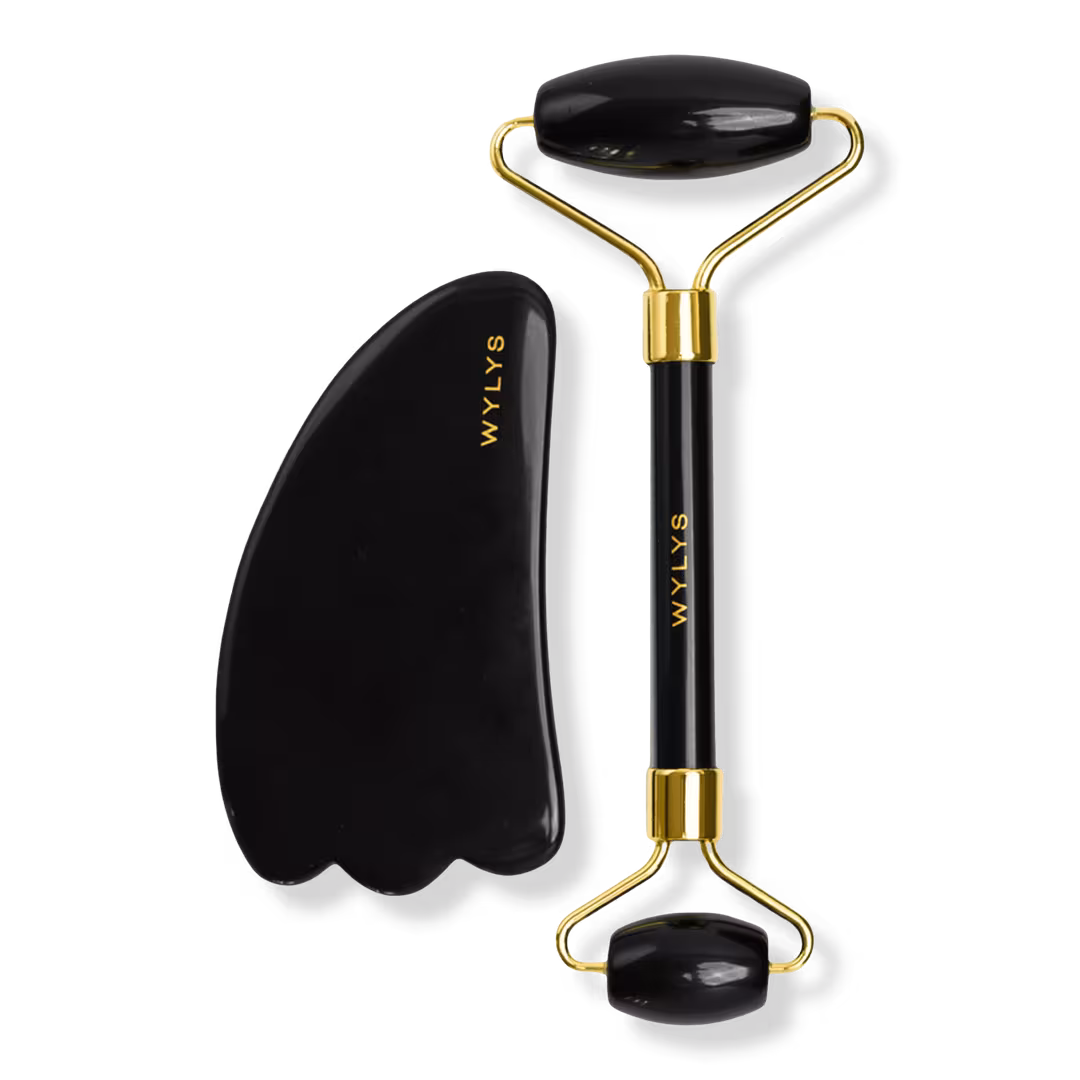 WYLYS  Black Obsidian Gua Sha + Face Roller Set
