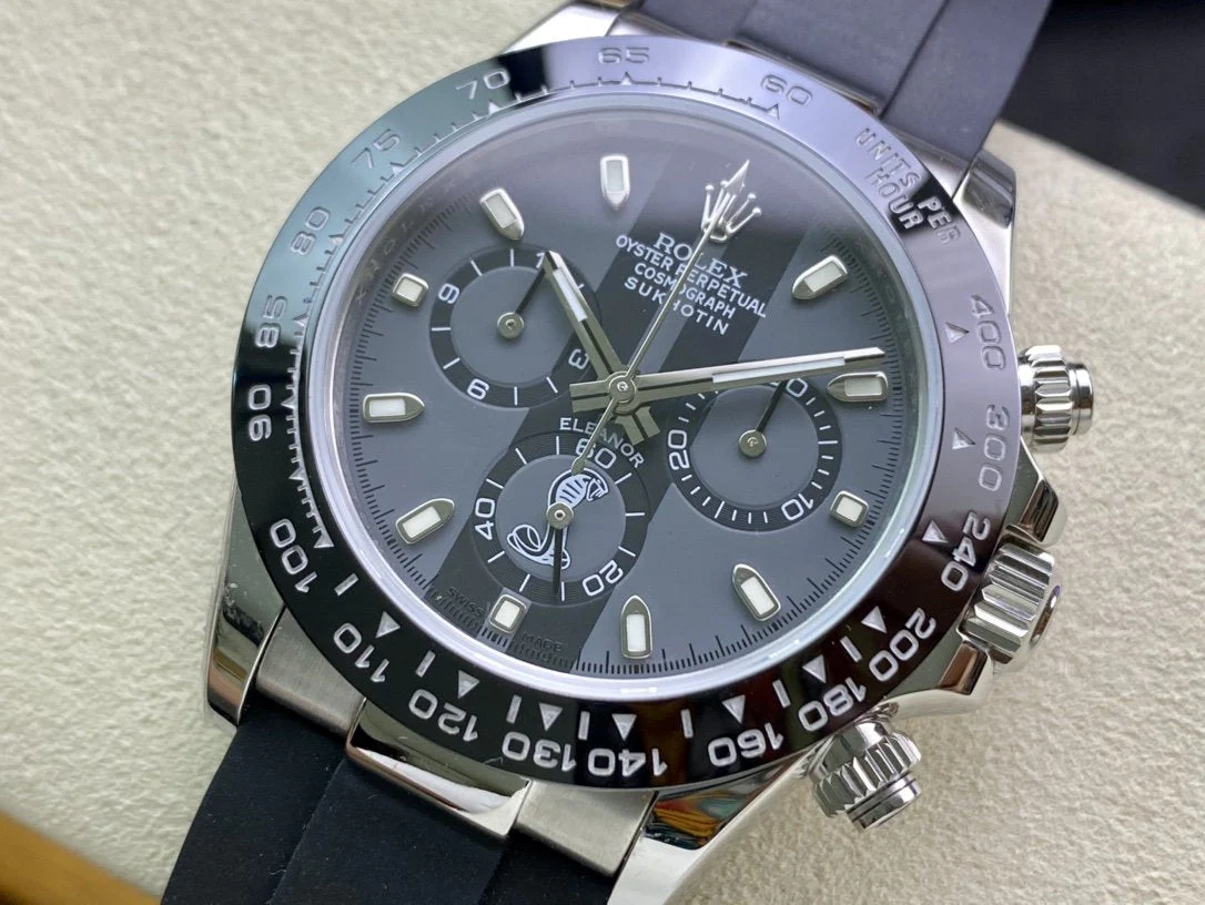 Rolex Watch DAYTONA 40 BLACK CERAMIC BEZEL CUSTOM ELEANOR DIAL RUBBER STRAP