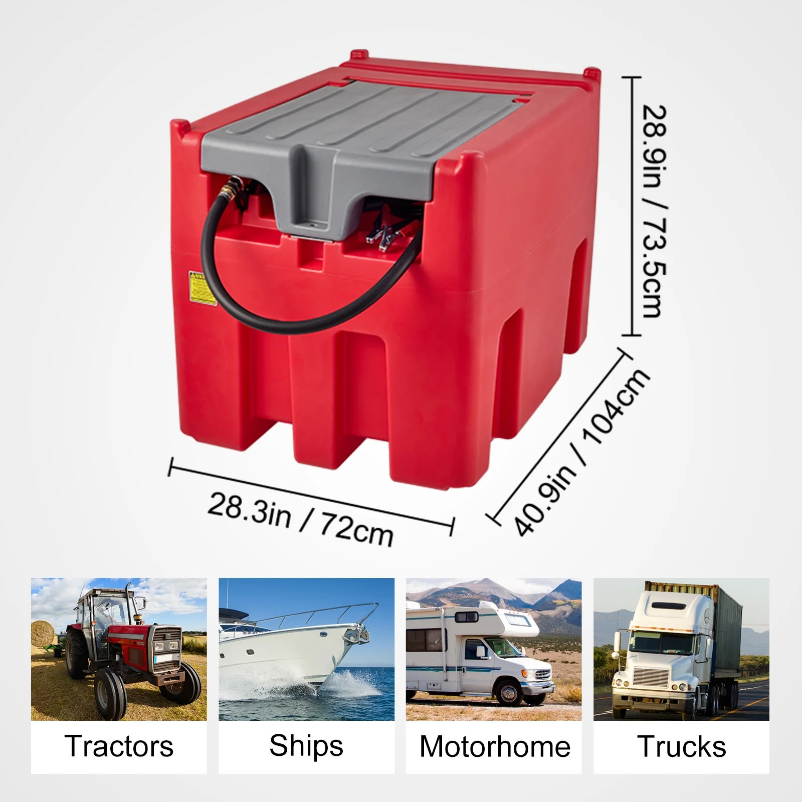 KFFKFF Mobile Diesel Container, 116 Gal & 10 GPM Pump, 12V Electric Pump & 13.1ft Hose, PE Fuel Storage for Transport, Red