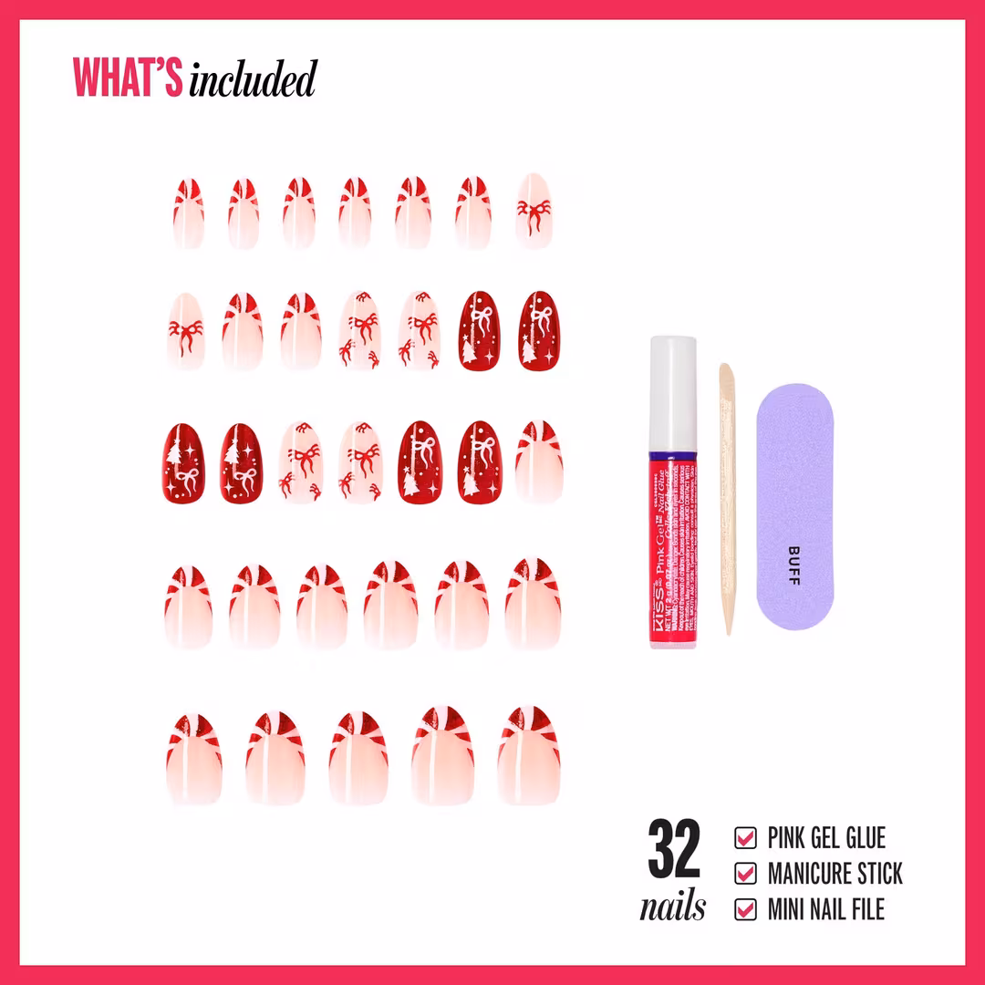Kiss  Core Design Medium Almond Press On Nails, Twinkle All the Way