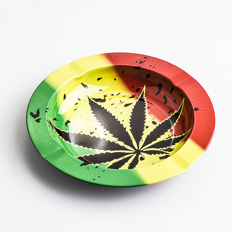 Marijuana Leaf Tin Ashtray (Random Pattern)