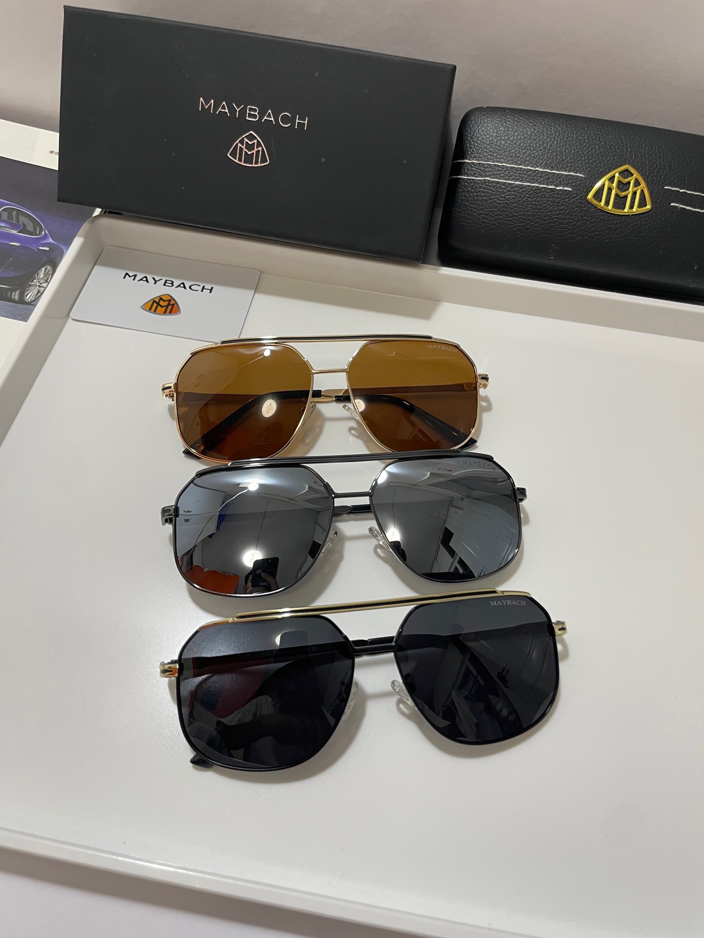 Maybach Oversized Double-Bridge Aviator Sunglasses