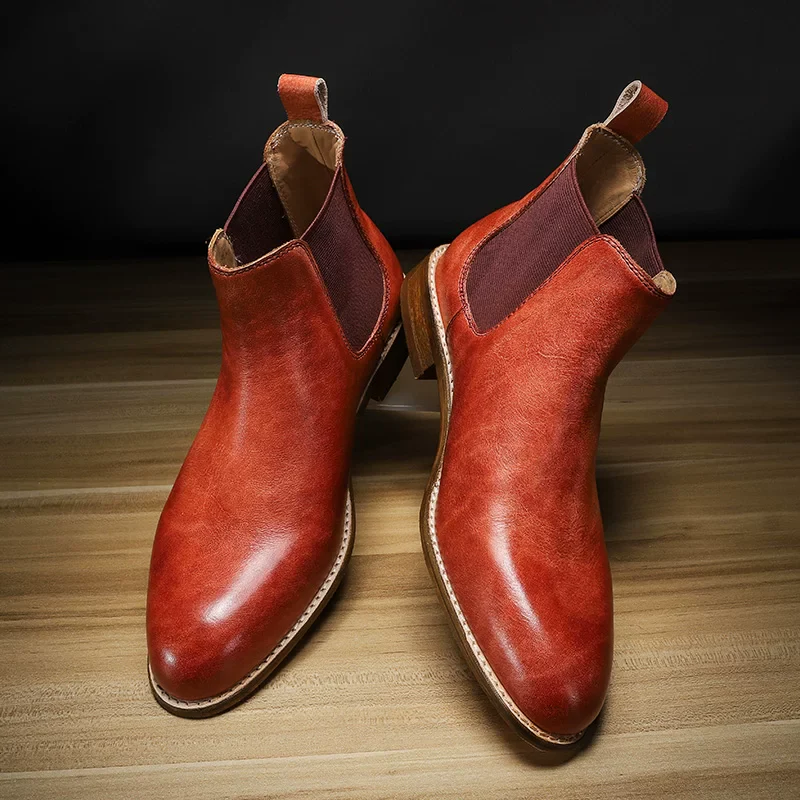 Men's handmade pointed chelsea boots