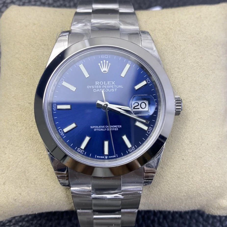 Rolex Watch DATEJUST 41MM SMOOTH BEZEL BLUE DIAL OYSTER BRACELET