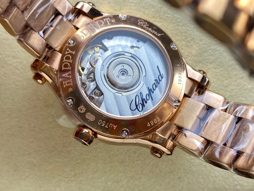 Chopard Watch Happy Diamond 30mm Gold Blue Dial